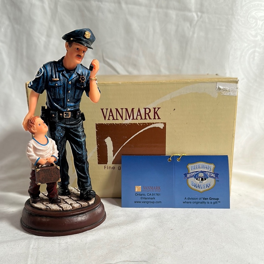 Vanmark Police Officer and Child Figurine  Titled A Safe Return NIB